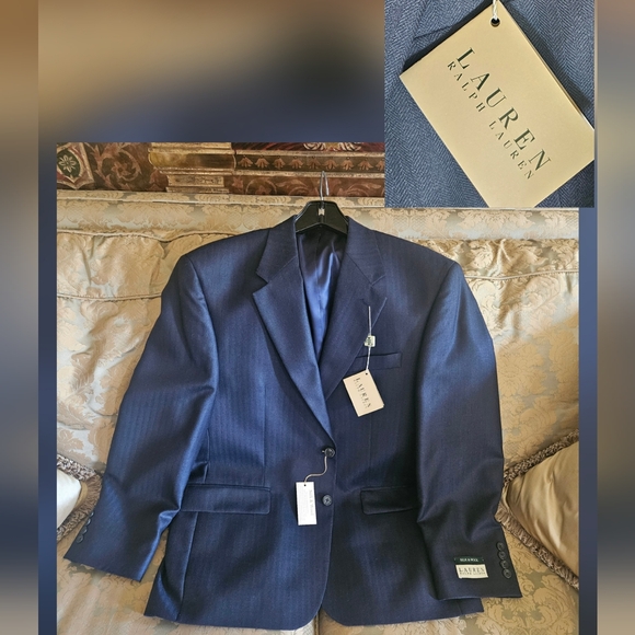 NWT Ralph Lauren Silk And Wool Dark Blue Blazer Classic Tailored Design